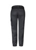 A pair of women's work pants in black with a fitted waistband and cargo pockets. Features branding on the back. A pair of women's work pants in black with a fitted waistband and cargo pockets. Features branding on the back.