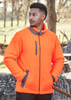 Unisex Streetworx Full Zip Sherpa Fleece in bright orange with dark accents and a zippered front, featuring pockets.