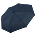 A compact navy umbrella featuring a button clasp and eight panels, designed for leisure and outdoor use.