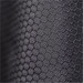 A close-up of textured black fabric with a hexagonal pattern, featuring a subtle sheen.