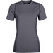 A women's short-sleeve t-shirt in a grey colour, featuring a fitted design and a logo.