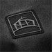A close-up of a black jacket featuring a textured logo patch. The fabric has a durable finish. A close-up of a black jacket featuring a textured logo patch. The fabric has a durable finish.