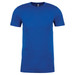 A blue men's CVC crew t-shirt with short sleeves and a standard fit. It features a logo on the label.