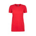 A red women's CVC crew t-shirt with short sleeves, featuring a subtle texture and a brand logo.