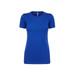 A women's crew-neck t-shirt in vibrant blue, featuring short sleeves and a fitted silhouette. It has a logo.