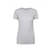 A women's tri-blend crew t-shirt in light grey, featuring short sleeves and a fitted design. It has a logo.