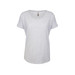 A light grey Women's Tri-Blend Dolman T-shirt featuring short sleeves and a relaxed fit.