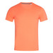 An orange crew neck t-shirt with short sleeves and a simple design. It features a subtle logo. An orange crew neck t-shirt with short sleeves and a simple design. It features a subtle logo.