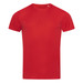 A red men's active sports T-shirt with a crew neck and short sleeves. It includes a logo. A red men's active sports T-shirt with a crew neck and short sleeves. It includes a logo.