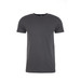 A dark grey men's suede crew t-shirt with a crew neckline and short sleeves, featuring a logo.