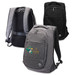 A collection of three Swissdigital Bolt anti-theft backpacks in grey and black, featuring a logo on one. A collection of three Swissdigital Bolt anti-theft backpacks in grey and black, featuring a logo on one.
