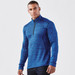 A men's base thermal 1/4 zip jumper in a vibrant blue colour, featuring a high collar and long sleeves.