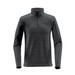 A men's thermal 1/4 zip jumper in black with a textured pattern and long sleeves. It features a zip neck and has a logo.