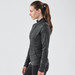 A women's 1/4 zip thermal jumper in black with a textured pattern and a fitted design, featuring a logo.
