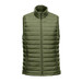 A green thermal vest with a high collar, featuring a zip front and a sleek, quilted design. A green thermal vest with a high collar, featuring a zip front and a sleek, quilted design.