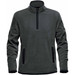 A green men's polar fleece jumper with a 1/4 zip and dark accents, featuring a logo on the chest.