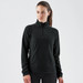 A black women's fleece jumper featuring a 1/4 zip and a subtle logo on the chest.
