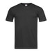 A black fitted t-shirt with short sleeves, featuring a logo on the label. Perfect for casual wear.