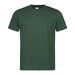 A green heavyweight crew neck t-shirt featuring a simple design and a logo on the label.