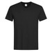 A black Men's Classic-T V-neck t-shirt featuring a short sleeve design. Includes a logo on the neckline.