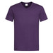 A purple men's classic V-neck T-shirt, featuring short sleeves and a simple design. It has a logo at the neck.