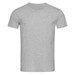 A grey crew neck t-shirt with short sleeves, featuring a small logo on the side. A grey crew neck t-shirt with short sleeves, featuring a small logo on the side.