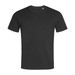 A black crew neck t-shirt with short sleeves. The shirt features a logo on the front. A black crew neck t-shirt with short sleeves. The shirt features a logo on the front.