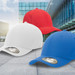 A set of three caps in red, white, and blue, featuring a logo on the brim, displayed outdoors against a building backdrop. A set of three caps in red, white, and blue, featuring a logo on the brim, displayed outdoors against a building backdrop.