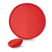 A fan with a pouch, featuring a bright red circular design. The fan folds neatly into a smaller pouch for easy storage.