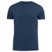 A navy blue crew neck t-shirt with short sleeves and a subtle logo.