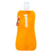 A drink bottle in a vibrant orange hue with a spray nozzle and a carabiner attachment. Features a logo. A drink bottle in a vibrant orange hue with a spray nozzle and a carabiner attachment. Features a logo.