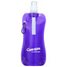 A drink bottle in a translucent purple design, featuring a spout and a logo. A drink bottle in a translucent purple design, featuring a spout and a logo.