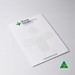 A5 notepad with 25 leaves, featuring a green logo, white background, and lined pages. Australian made. A5 notepad with 25 leaves, featuring a green logo, white background, and lined pages. Australian made.