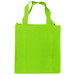 A bright green shopping tote bag with gusset and two sturdy handles. It features a logo on one side. A bright green shopping tote bag with gusset and two sturdy handles. It features a logo on one side.