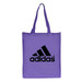 A large purple shopping tote bag with a gusset and a logo on the front. A large purple shopping tote bag with a gusset and a logo on the front.