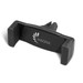 A black car phone holder with a logo, featuring adjustable grips for securing mobile devices. A black car phone holder with a logo, featuring adjustable grips for securing mobile devices.