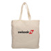 A natural-coloured tote bag with gusset and straps, featuring a logo on the front. A natural-coloured tote bag with gusset and straps, featuring a logo on the front.