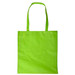 A bright green shopping tote bag with a V gusset and sturdy handles. It features a logo. A bright green shopping tote bag with a V gusset and sturdy handles. It features a logo.