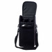 A drink bottle cooler bag in black, designed to hold two bottles, features a zippered top and an adjustable strap.