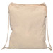 A cream-coloured Calico drawstring bag with a simple design and a drawstring closure. It features a logo. A cream-coloured Calico drawstring bag with a simple design and a drawstring closure. It features a logo.