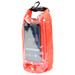 A 2.5L dry bag in bright orange with a transparent window for displaying a smartphone. It features a hook for easy attachment.