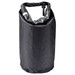 A black 2.5L dry bag with a roll-top closure and a handle, featuring a logo.