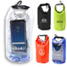 A 2.5L dry bag in various colours, featuring a transparent section and a clip, showcasing different designs and branding.