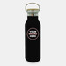 A drink bottle in matte black with a stainless steel lid and a circular branding space. A drink bottle in matte black with a stainless steel lid and a circular branding space.