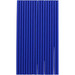 A set of blue reusable straws arranged uniformly, featuring a logo.