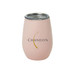 A drink bottle in a soft pink colour with a stainless steel lid and a logo. Ideal for beverages. A drink bottle in a soft pink colour with a stainless steel lid and a logo. Ideal for beverages.