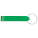 A green bottle opener with a keyring attachment, featuring a smooth finish and a simple design.