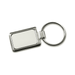 A rectangular metal keychain with a shiny silver finish and a blank surface for customisation. A rectangular metal keychain with a shiny silver finish and a blank surface for customisation.