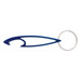 A drink bottle opener in blue, featuring a sleek design with a metal keyring attached.