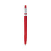 A red plastic pen with a silver clip and tip, featuring a logo. A red plastic pen with a silver clip and tip, featuring a logo.